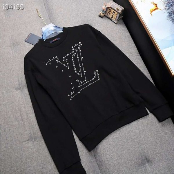 Louis Vuitton LV Men LV Stitch Print Embroidered Sweatshirt Regular Fit (9)