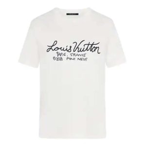 ouis Vuitton LV Men Pont Neuf Signature Print & Embroidery T-Shirt