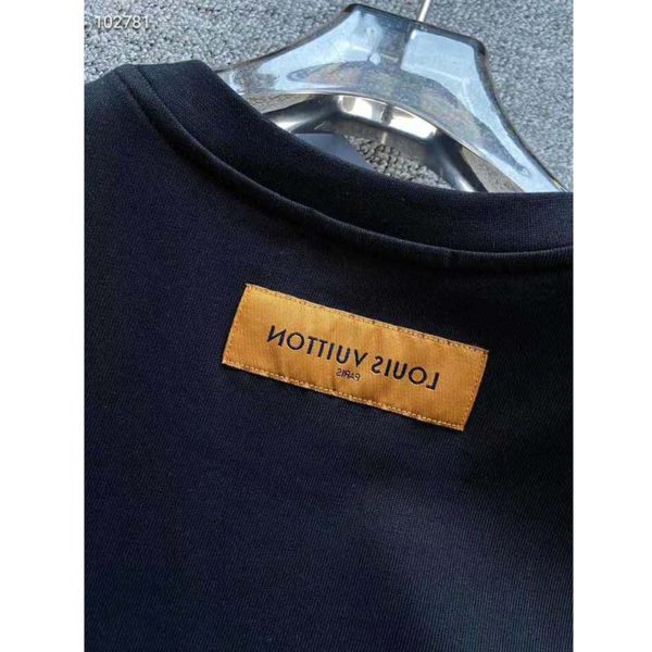 Louis Vuitton LV Women LV Stitch Print Embroidered T-Shirt Regular Fit Cotton-Black (10)