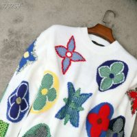 Louis Vuitton LV Women Multicolor Monogram Crewneck Flowers Sweater 100% Wool