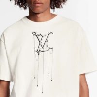 Louis Vuitton Men LV Pendant Embroidery T-Shirt Cotton White Loose Fit