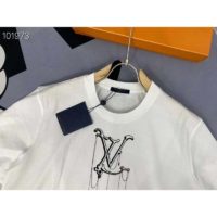 Louis Vuitton Men LV Pendant Embroidery T-Shirt Cotton White Loose Fit