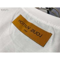 Louis Vuitton Men LV Pendant Embroidery T-Shirt Cotton White Loose Fit