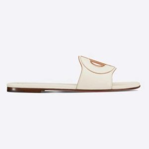 Dior Women D-Club Slide White Calfskin Leather 'CD' Signature