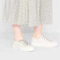 Dior Women Walk’n’Dior Sneaker White Canvas Christian Dior ‘J’Adior’ Signature