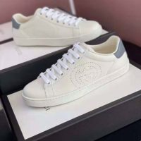 Gucci GG Unisex Ace Sneaker Perforated Interlocking G White Leather