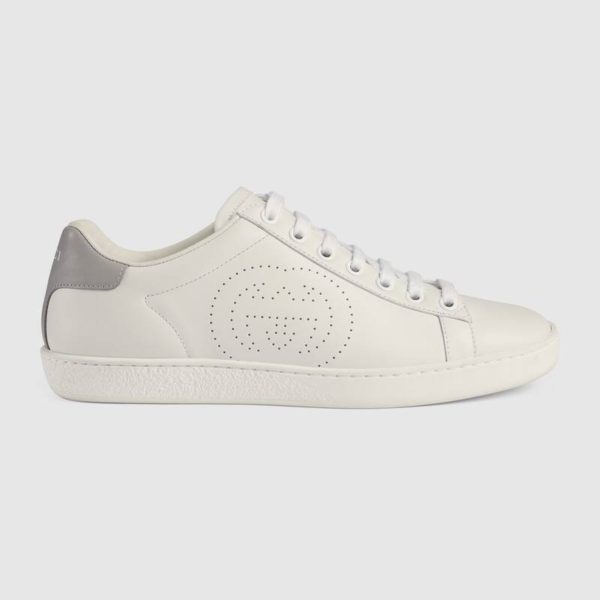 Gucci GG Unisex Ace Sneaker Perforated Interlocking G White Leather