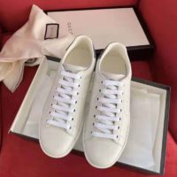 Gucci GG Unisex Ace Sneaker Perforated Interlocking G White Leather