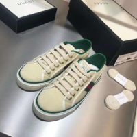 Gucci GG Unisex Gucci Tennis 1977 Sneaker Green Red Web Butter Cotton