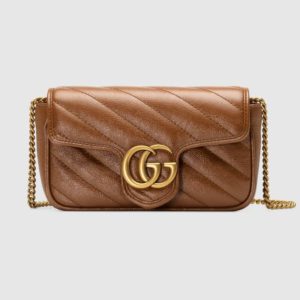 Gucci GG Women GG Marmont Matelassé Super Mini Bag-Brown