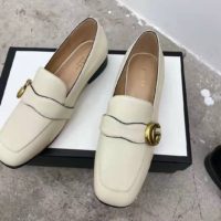 Gucci GG Women’s Loafer with Double G White Leather 2.5 cm Heel