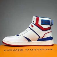 Louis Vuitton LV Men Rivoli Sneaker Boot White Calf Leather Rubber Monogram Flowers