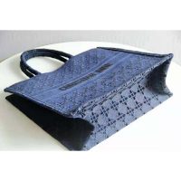 Dior Women Dior Book Tote Blue Cannage Embroidered Velvet