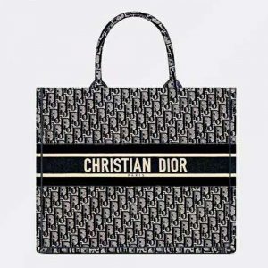 Dior Women Dior Book Tote Blue Dior Oblique Embroidery