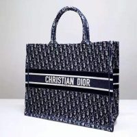 Dior Women Dior Book Tote Blue Dior Oblique Embroidery