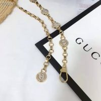 Gucci Women Interlocking G Chain Belt Shiny Gold-Toned Metal Double Chain