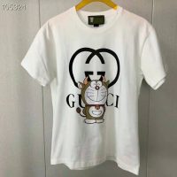 Gucci Women Doraemon x Gucci Oversize T-Shirt Ivory Cotton Jersey Crewneck