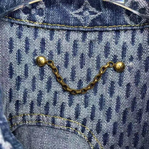 Louis Vuitton Men Giant Damier Waves Monogram Denim Jacket Cotton Regular Fit-Blue (14)
