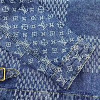 Louis Vuitton Women Giant Damier Waves Monogram Denim Jacket Cotton Regular Fit-Blue