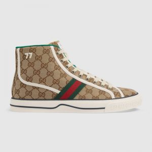 Gucci Men's Gucci Tennis 1977 High Top Sneaker Beige Original GG Canvas