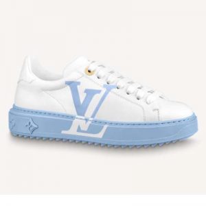 Louis Vuitton LV Women Time Out Sneaker Printed Calf Leather Light Blue