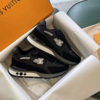 Louis Vuitton Men Run Away Sneaker Black Mix of Materials Monogram Flowers