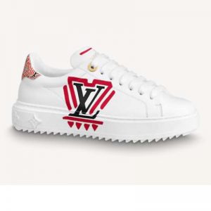 Louis Vuitton Women LV Crafty Time Out Sneaker Printed Calf Leather Red