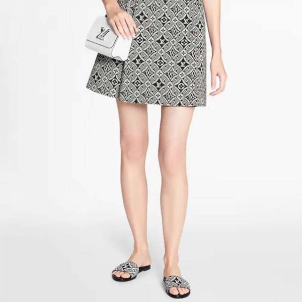 Louis Vuitton Women Since 1854 Lock It Flat Mule Gray Jacquard Textile (1)