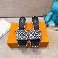 Louis Vuitton Women Since 1854 Lock It Flat Mule Gray Jacquard Textile