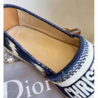 Dior Women Dior Granville Espadrille Deep Blue D-Stripes Embroidered Cotton