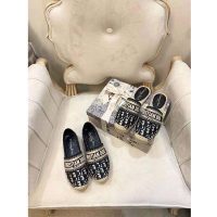 Dior Women Dior Granville Espadrille Deep Blue Dior Oblique Embroidered Cotton