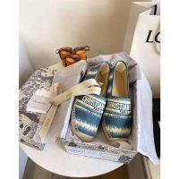 Dior Women Dior Granville Espadrille Deep Ocean Blue D-Stripes Embroidered Cotton