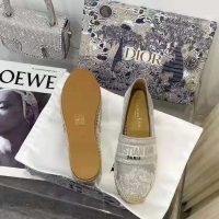 Dior Women Dior Granville Espadrille Gray Embroidered Cotton Christian Dior