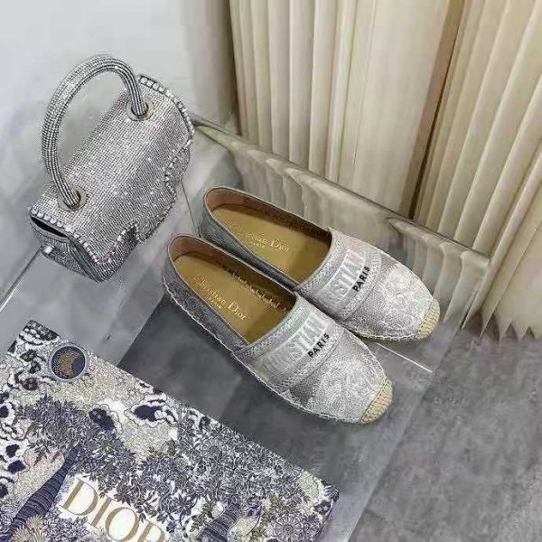 Dior Women Dior Granville Espadrille Gray Embroidered Cotton Christian Dior (5)