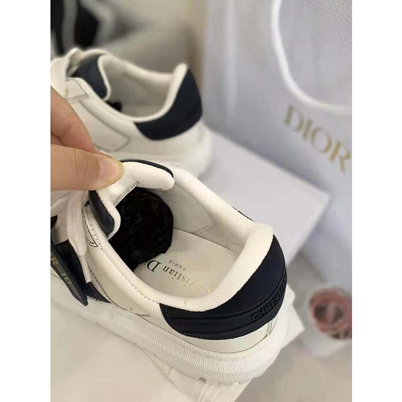 Dior Women Dior ID Sneaker White And Deep Blue Calfskin And Rubber Brandsoff