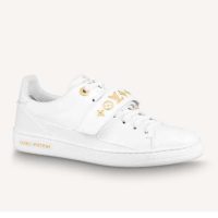 Louis Vuitton LV Unisex Frontrow Sneaker White Calf Leather Rubber Monogram Studs