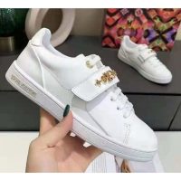 Louis Vuitton LV Unisex Frontrow Sneaker White Calf Leather Rubber Monogram Studs