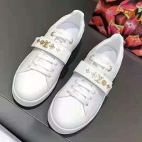 Louis Vuitton LV Unisex Frontrow Sneaker White Calf Leather Rubber Monogram Studs