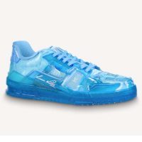 Louis Vuitton LV Unisex LV Trainer Sneaker Blue Rubber Monogram Mix of Materials