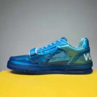 Louis Vuitton LV Unisex LV Trainer Sneaker Blue Rubber Monogram Mix of Materials