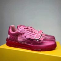 Louis Vuitton LV Unisex LV Trainer Sneaker Pink Monogram Mix of Materials