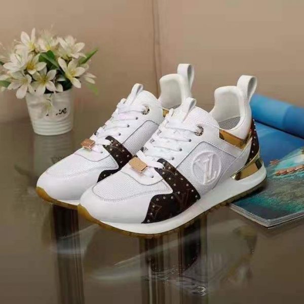 Louis Vuitton LV Women Run Away Sneaker White Calf Leather Patent Monogram Canvas (2)