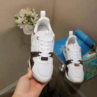 Louis Vuitton LV Women Run Away Sneaker White Calf Leather Patent Monogram Canvas