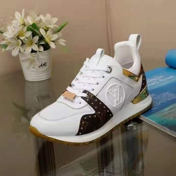 Louis Vuitton LV Women Run Away Sneaker White Calf Leather Patent Monogram Canvas (5)