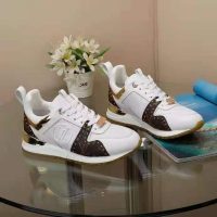 Louis Vuitton LV Women Run Away Sneaker White Calf Leather Patent Monogram Canvas