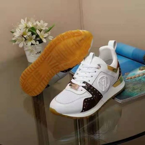 Louis Vuitton LV Women Run Away Sneaker White Calf Leather Patent Monogram Canvas (9)