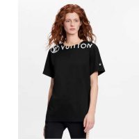 Louis Vuitton Women Vuittamins Cotton Jersey T-Shirt LV Circle Black Regular Fit