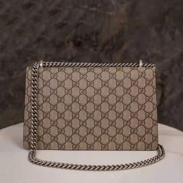 Gucci GG Women Dionysus GG Small Shoulder Bag Beige Ebony GG Supreme Canvas Black Suede (26)