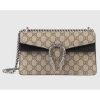 Gucci GG Women Dionysus GG Small Shoulder Bag Beige Ebony GG Supreme Canvas Black Suede