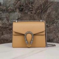 Gucci GG Women Dionysus Mini Bag Brown Leather Black Crystals